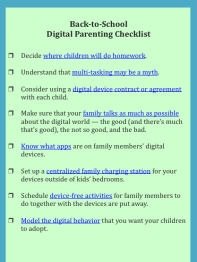 back to school digital parents checklist